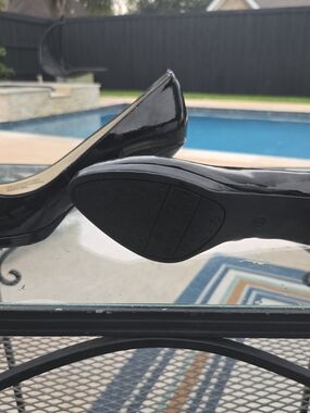 Etienne Aigner Black Patent Pointed-Toe Heels